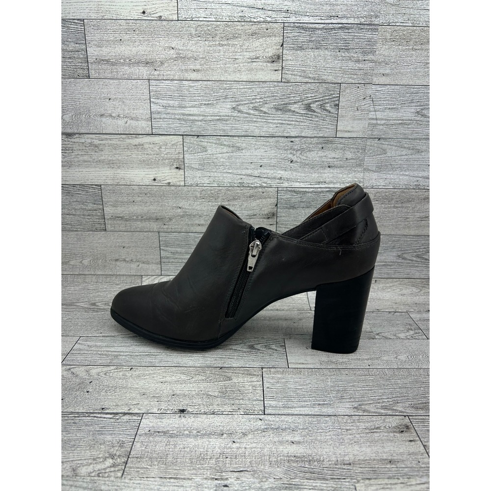Clarks Women Dark Brown Leather Side Zip Ankle Boots Block Heel Size 10M - Picture 4 of 10